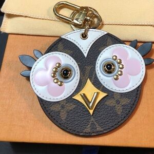 Owl upsycle Monogram Keychain Bag Charm & Mini Coin Purse